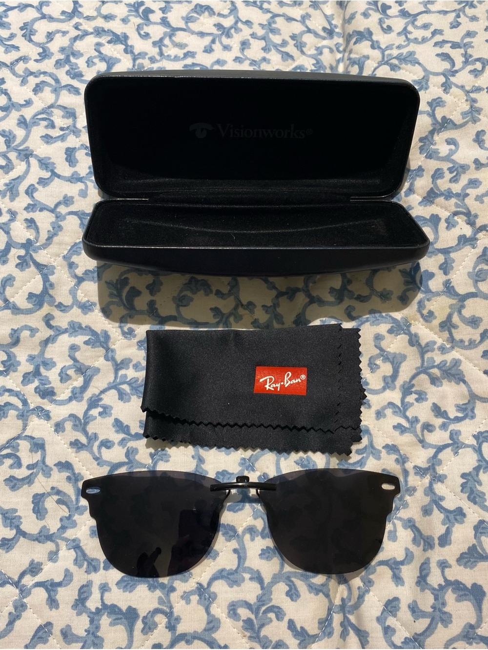 Polarized Clip-On Sunglasses for Ray-Ban Clubmaster Style Frames w/ Case